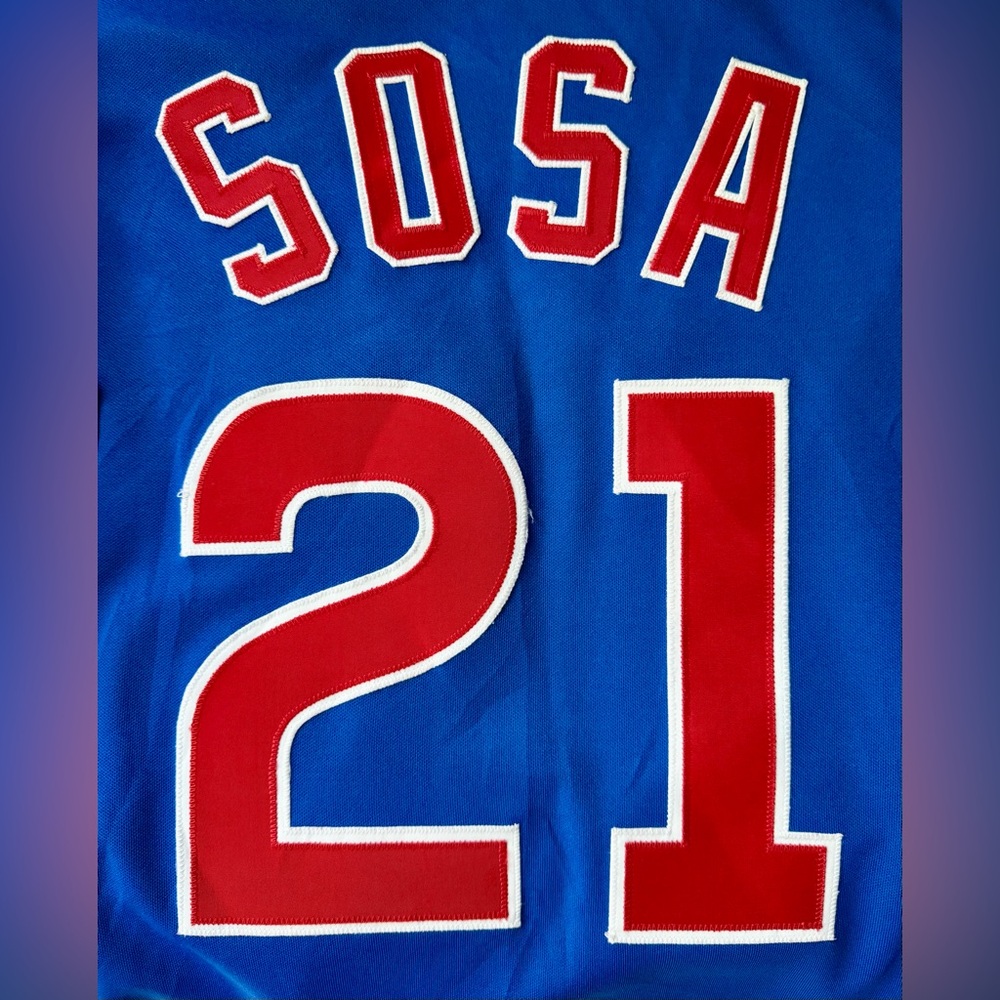 Chicago Cubs Sammy Sosa #21 Authentic Jersey 6200 52 Alternate Blue Majestic MLB - Picture 10 of 13